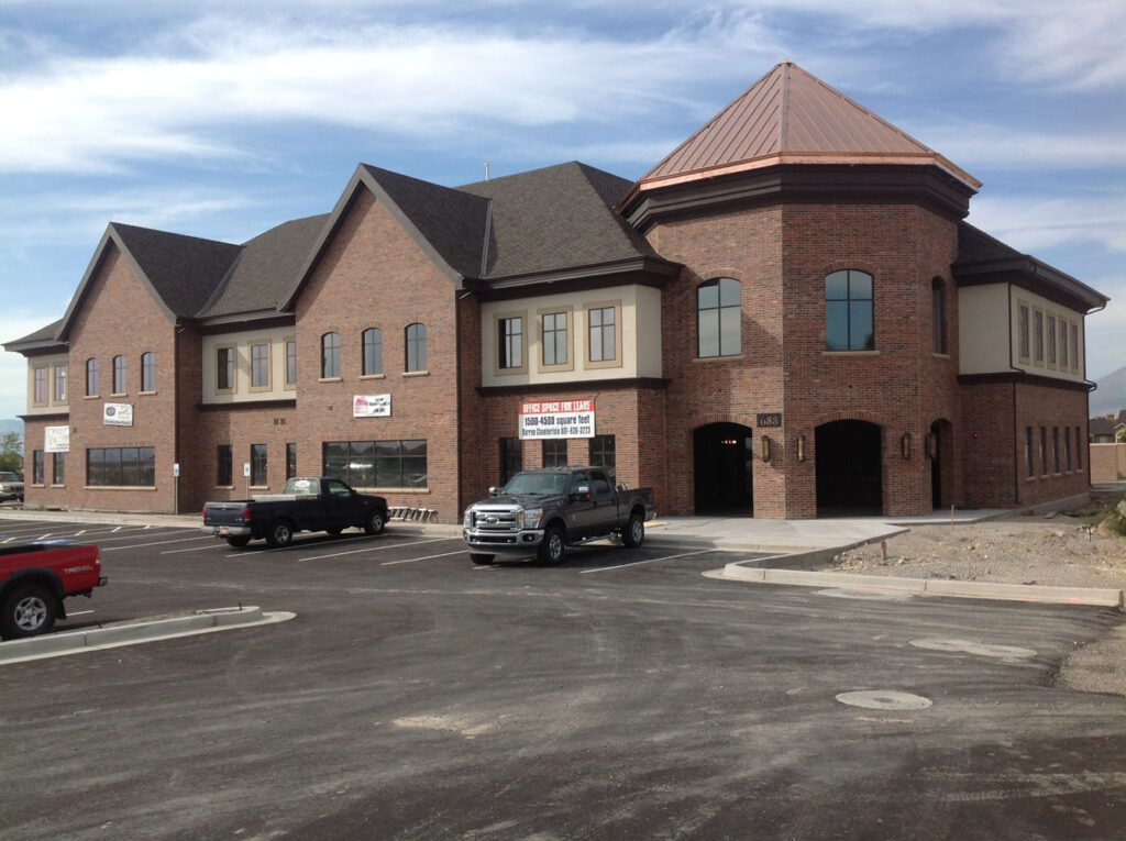 A large commercial brick building