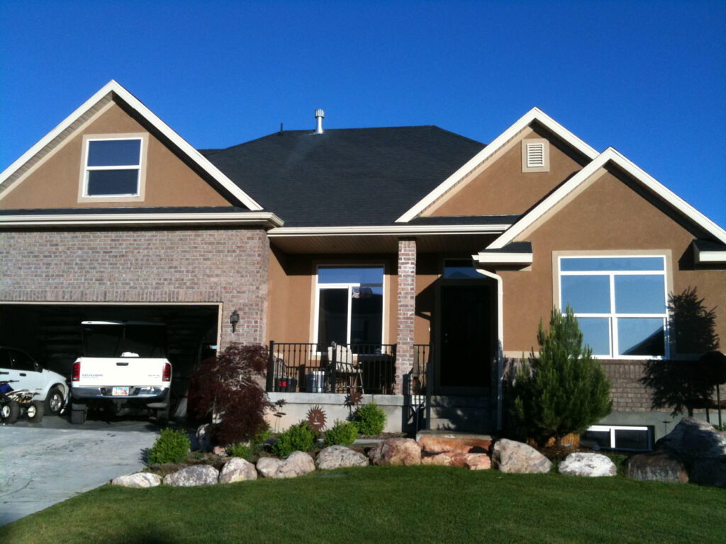 A property with multiple tinted windows  