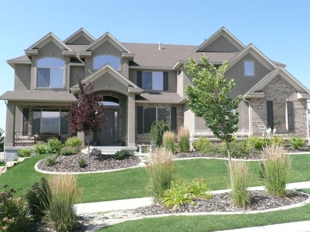 A residential property with reflective windows