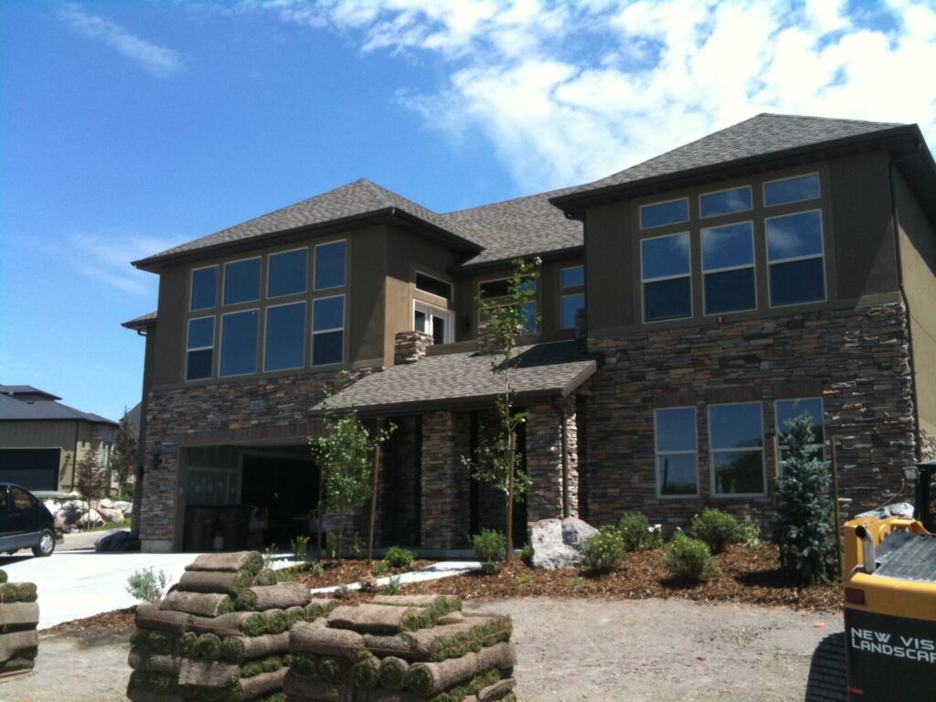 A residential property with window tints  