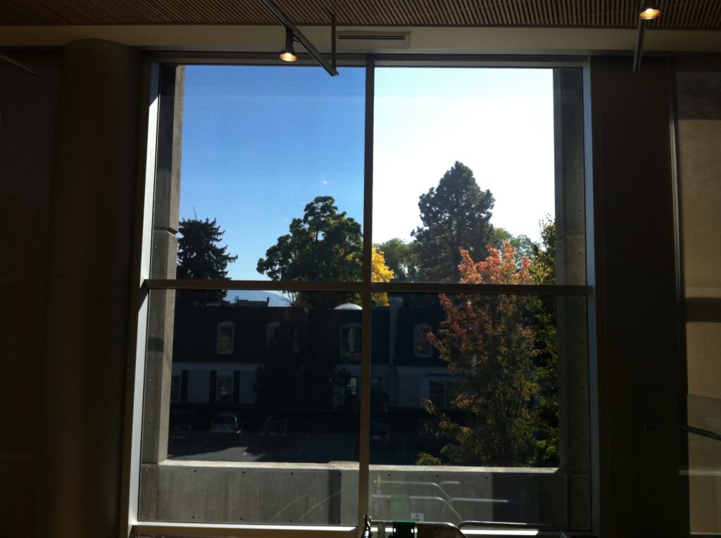 Four window panes with tint