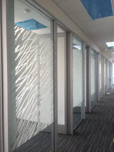 Office rooms with tinted windows